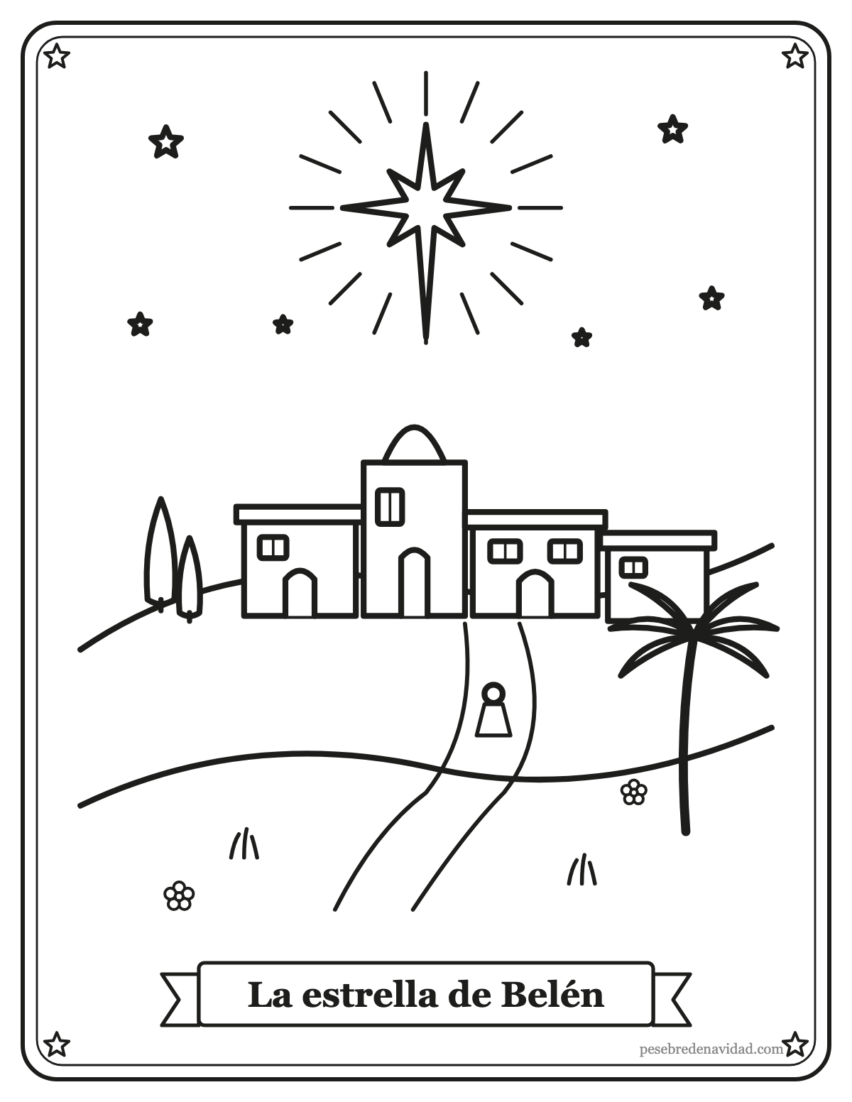 Dibujo para colorear: la estrella de Belén