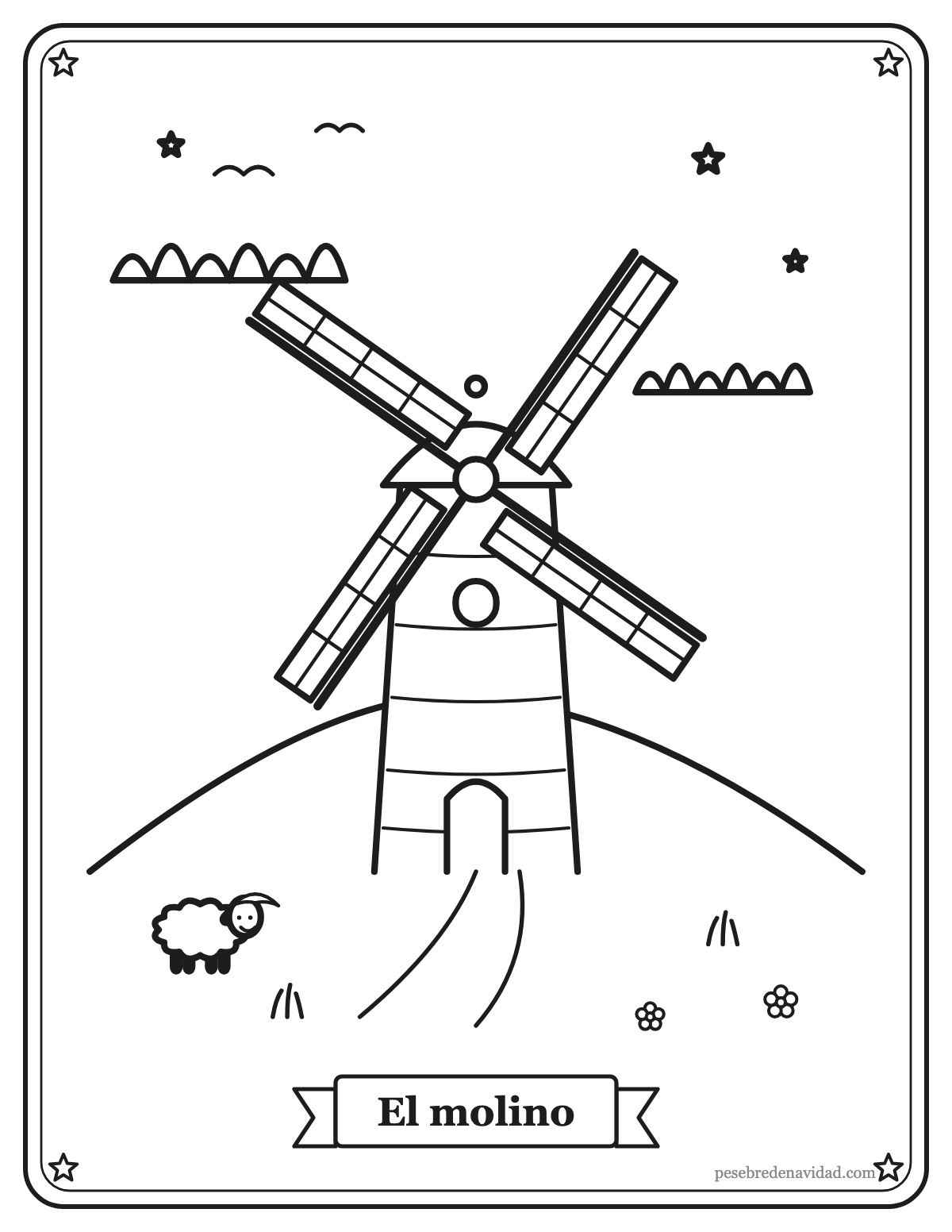 Dibujo para colorear: el molino