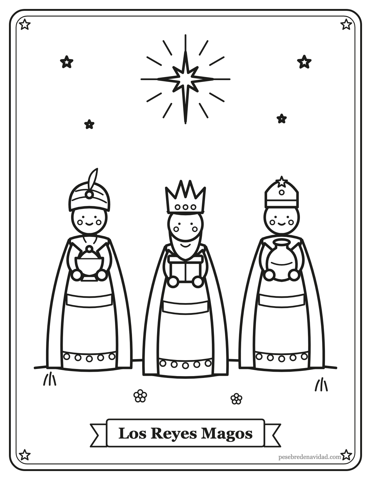 Dibujo para colorear: los Reyes Magos
